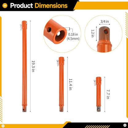 3 Pcs Auger Extension Drill Bit Set, 3/4" Shaft, 7.7/11.4/19.3" Lengths - color: 7.7/11.4/19.3 in, Standard Steel Set