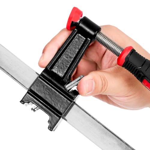 BLACK CANYON 24" Bar Clamp for Woodworking, 600 lbs Clamping Force, 2-3/8" Throat Depth, F Clamp with Cast Iron Body & Steel Ruler, Non-Marring Pads, for Woodworking Metalworking DIY（24 Inch） - size: 24"