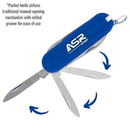 ASR Outdoor Mini EDC Small Pocket Knife Multi Tool - LOGO (Blue) - color: Blue