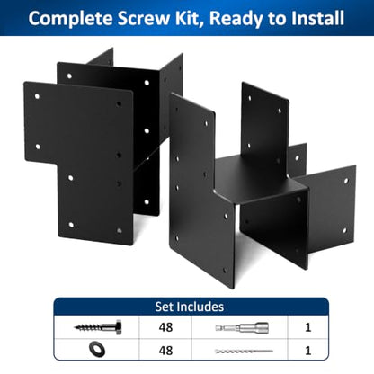 6x6 Corner Post Caps Tie Brackets,Pergola Bracket Kit Beam Connectors - size: Corner 6"x6"(Actual 5.5"x5.5")