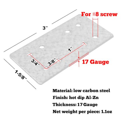 GBGS 20 Pack Flat Tie Plates,Mending Plate for Wood Splice Repair