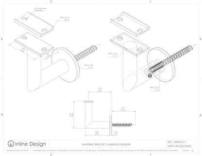Handrail Bracket Stainless Steel 316 Luminous Quasar (Satin Stainless Steel) - color: Satin Stainless Steel