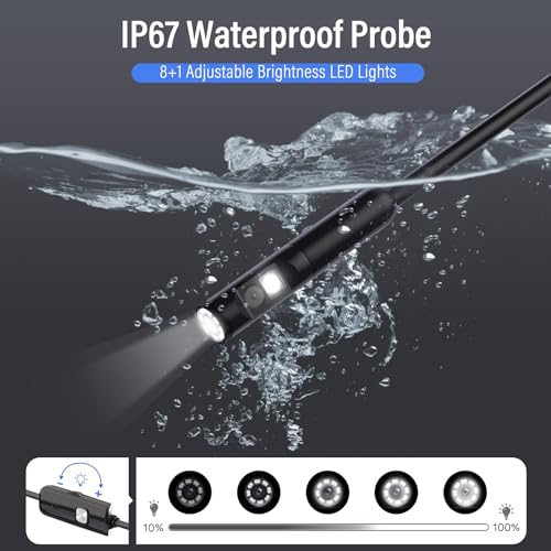 BlueFire 11.5FT Endoscope Borescope, 8+1 LED Semi-Rigid Snake Camera - size: 11.5 FT
