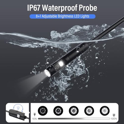 BlueFire 11.5FT Endoscope Borescope, 8+1 LED Semi-Rigid Snake Camera - size: 11.5 FT