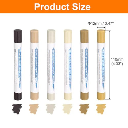 HARFINGTON Wood Filler Sticks 6 Colors Wooden Wax Touch Up Furniture Repair Crayons for Medium Brown, White Maple, Maple, Beige, Light Gray, Dark Oak - color: Brown Series