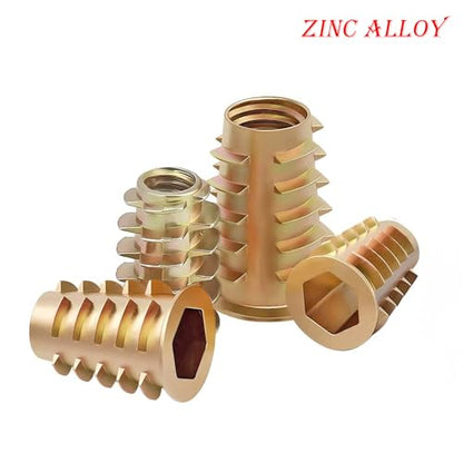 Qrity 20 Pcs Threaded Inserts, Threaded Inserts for Wood M8x15mm, Zinc Alloy Threaded Insert Nuts, Interface Hex Socket Drive - size: M8 x 15mm