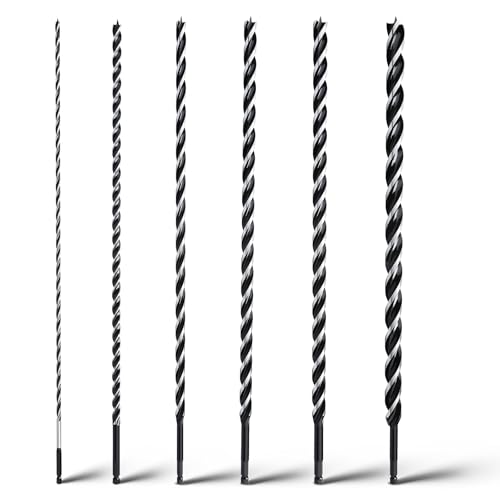 6PCS Auger Drill Bit Hex Shank 24" Long (1/4",3/8",1/2",5/8",3/4",7/8") - size: 1/4",3/8",1/2",5/8",3/4",7/8"(24")