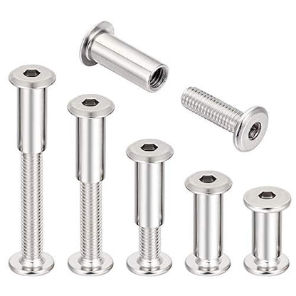 40 Sets Silver Furniture Connector Bolts M6x20mm Binding Screws for Wood - color: M6x20mm-D