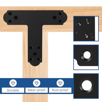 8Pcs T Post Brackets T Tie Mending Plate Thickness 4mm Post to Beam Bracket for Repairing Fixing Connecting Wood, Furniture, Truss Framing