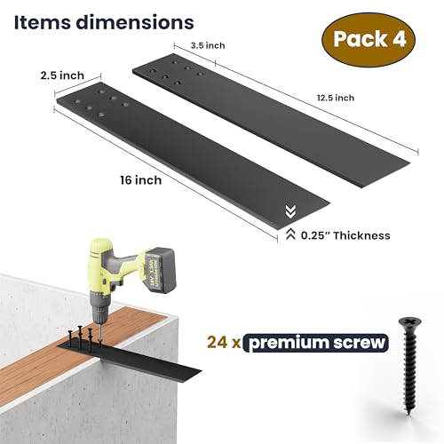BATODA 16" Countertop Support Brackets (4PCS), Steel Knee Wall Support - size: 16 Inch