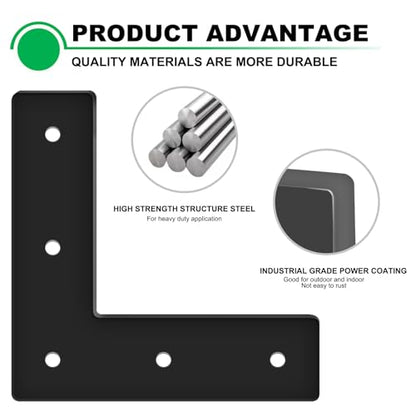 8 Pack 6" L Mending Plate L Post Bracket for Wood 6x6 Heavy Duty