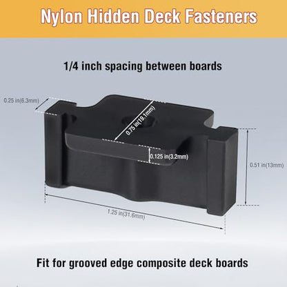 Hidden Deck Fasteners for Composite Decking Board, Universal Hidden Fasteners with Stainless Steel Screws, Composite Decking Clips for Wood Deck Framing, 900 Pack for 500 SQ.FT. - color: Black, 900 Pack