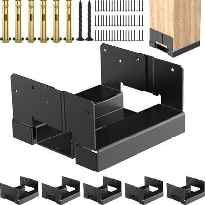 6 Pack 6x6 Post Base for Concrete, Post Anchor Base, Black - size: 6 Pack Black