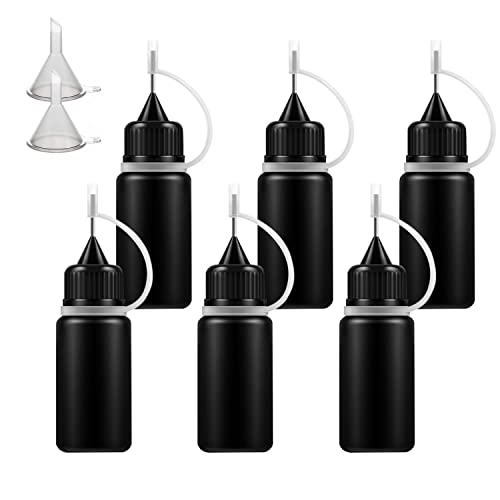 6 Pcs 1 Ounce Black Needle Glue Bottle,