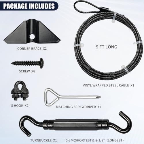 Anti Sag Gate Kit for Wooden Fence, Gate Tensioner Cable Kit, Black Zinc
