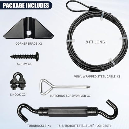Anti Sag Gate Kit for Wooden Fence, Gate Tensioner Cable Kit, Black Zinc