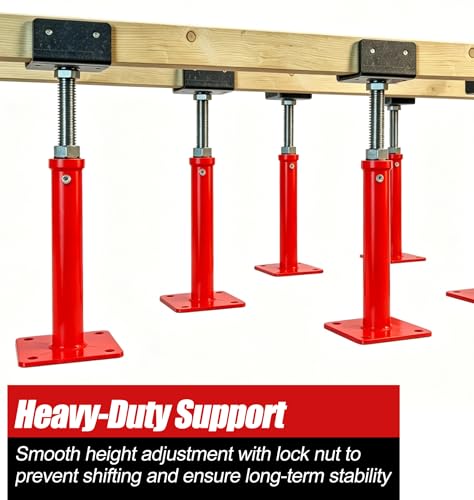 3.5"x3.5" U-Shaped House Jacks, Screw Jack Post for 4x2 4x4 4x6 Joists - color: Red, size: 13"-17"(8 Pack)