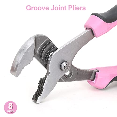 FASTPRO 5-Piece Pink Pliers and Wrench Set with Storage Bag - color: Pink
