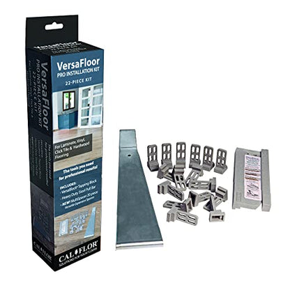 CalFlor VersaFloor Pro Installation Kit – VersaBlock, Heavy‑Duty Steel Pull Bar & MultiSpacers (Wood, Laminate, Vinyl, Click‑Tile)