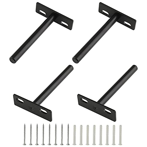 4 Inch Floating Shelf Bracket, 4 Pcs, Black - size: 4 Inch