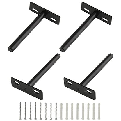 4 Inch Floating Shelf Bracket, 4 Pcs, Black - size: 4 Inch