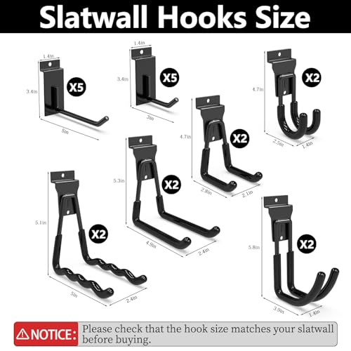 3-H Slatwall Hooks 20 Pack Heavy Duty Multi Sizes, Slatwall Accessories - color: Black, size: 20