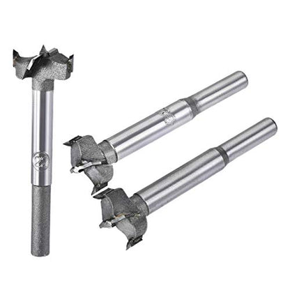 uxcell Forstner Wood Boring Drill Bits 20mm 21mm 22mm Dia. Hole Saw Carbide Alloy Steel Tip Round Shank Cutting for Hinge Plywood Wood Tool 3in1 Set - size: 20mm, 21mm, 22mm