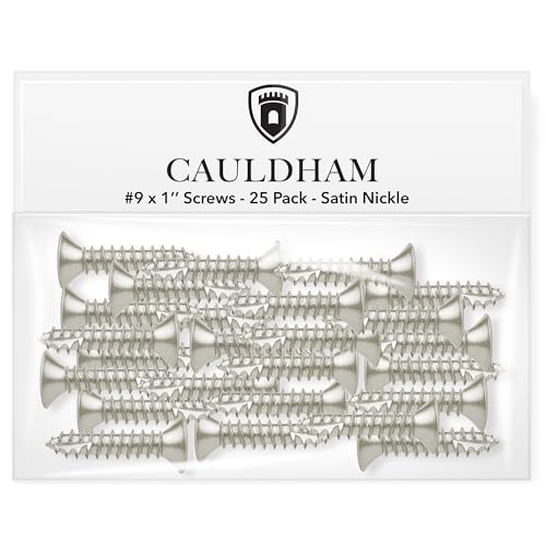 Cauldham Satin Nickel Wood Screws #9 x 1 Inch for Door Hinges - 25 Pack - color: Satin Nickel