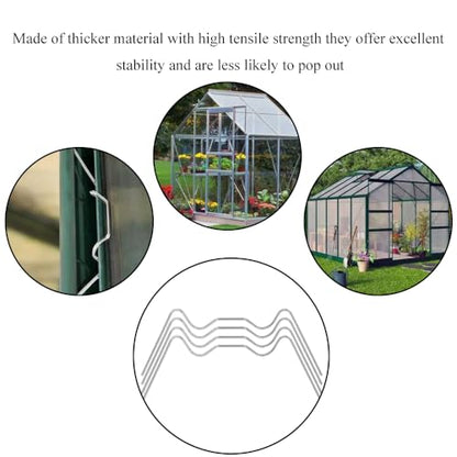 70 Pieces Stainless Steel Greenhouse Panel Clips Greenhouse Glazing Clips Wire Clip Thick Gauge Wire W Type Clip Stability High Tensile for Harbor Freight 2.95 inch/7.5cm