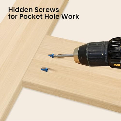 Pocket Hole Screws 2 1/2 Inch, 150Pcs, Anti-Rust Blue Coated Pocket Screws #8 x 2-1/2", Exterior Wood Screws, Coarse Thread, Washer Head Square Drive, Self-Tapping Tip, with Drive Bit - size: #8 x 2-1/2"