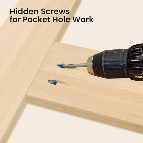 Pocket Hole Screws 1 Inch, 150Pcs, Anti-Rust Blue Coated Pocket Screws #8 x 1, Exterior Wood Screws, Coarse Thread, Washer Head Square Drive, Self-Tapping Tip, with Drive Bit - size: #8 x 1"