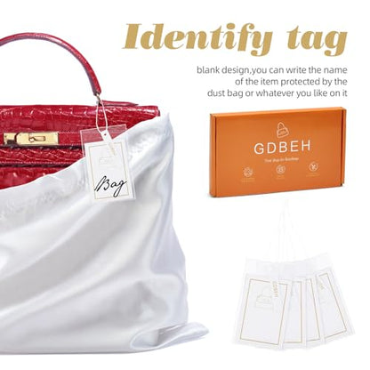3Pack Drawstring Dust Bags for Handbags Silk Purses - color: White, size: 19.6 × 15.7 in