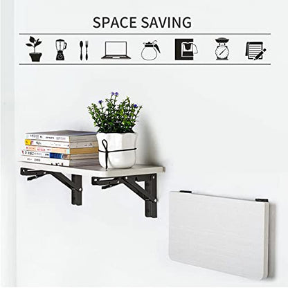 YUMORE 8 Inch Folding Shelf Bracket, Heavy Duty L Bracket, Black, 2 Pack - color: Black, size: 8 Inch