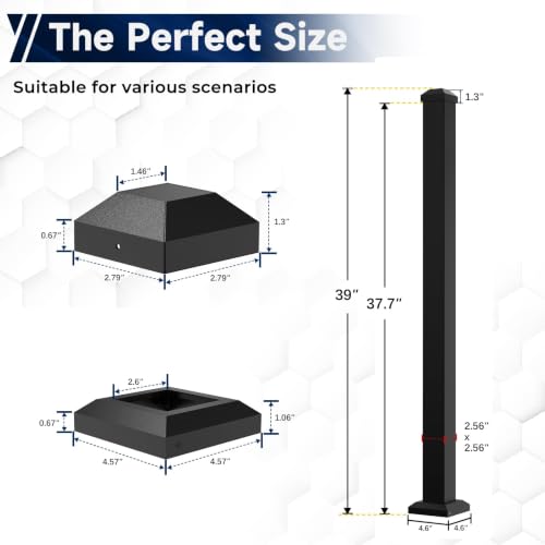 Egadis 1 Pack 2.56 in x 2.56 in x 39 in Aluminum Railing Post with Screws - color: The 39in Post- 1Pack