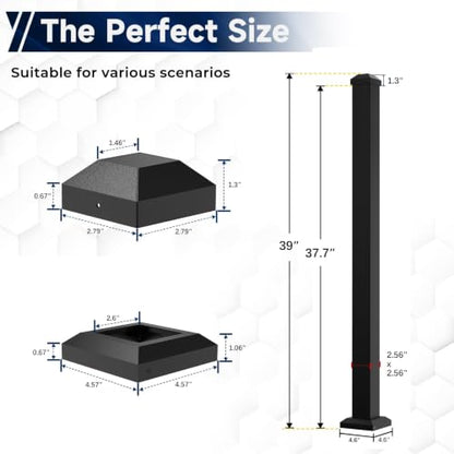 Egadis 1 Pack 2.56 in x 2.56 in x 39 in Aluminum Railing Post with Screws - color: The 39in Post- 1Pack