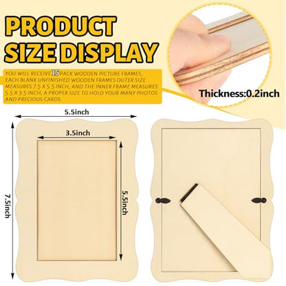 15 Pack Wooden Picture Frames for Crafts Wooden Frames for 4 x 6 Photos - color: Wave Shape-15