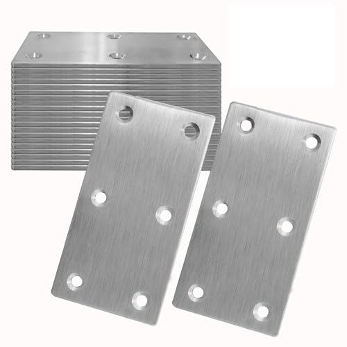 20Pcs Stainless Steel Flat Bracket Mending Plate4 x2 Bracket Joining Plate - size: 20Pack-4Inch