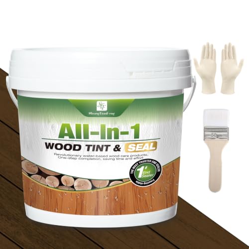 Advanced Dark Walnut Wood Stain & Sealer 1Gallon/128oz, Non-Toxic Waterproof Wood Finish, Flexible Crack & Weather Resistant Wood Treatment to Highlight Natural Wood - color: Dark Walnut, size: 1Gallon/128oz