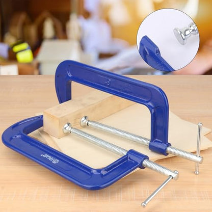 2 Pack 8 Inch Blue C-Clamp - Heavy Duty Iron C Clamps, C-Clamp for Woodworking, Brake Calipers, Maintain, Building, DIY Project - size: 2 Pack 8 Inch