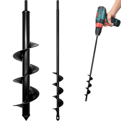 Auger Drill Bit for Planting Set,2 Pack 1.6"x16" & 3.5"x16" Spiral Post Hole Diggers for 3/8" Hex Drive Drill,Garden Spiral Hole and Bulb Planter Tool,Perfect for Bulbs,Fence Posts,Umbrella Holes - size: 1.6"x16"+3.5"x16"