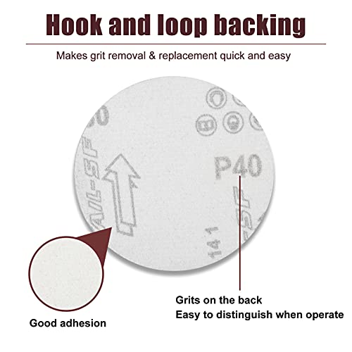 SPEEDWOX 50pcs Sanding Discs 4 Inches Sandpaper 40 Grit Hook and Loop Sanding Discs for Drill Grinder Rotary Tools No Hole - size: 40 Grit