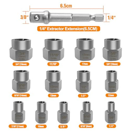Eapele Bolt Extractor Set, Stripped Nut Remover Twist Sockets, Fit 3/8" Square Drive with Solid Storage Case(49pcs, Black) - size: 49pcs
