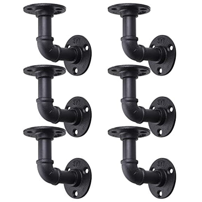 MUZIK 6Pcs 4"×4" L Pipe Shelf Bracket, Heavy Duty Wall Mount, DIY Shelving - size: 4*4 Inch, style: 6 Pack