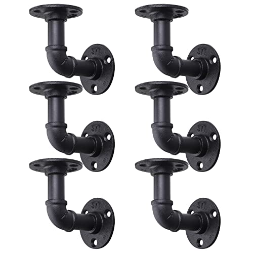 MUZIK 6Pcs 4"×4" L Pipe Shelf Bracket, Heavy Duty Wall Mount, DIY Shelving - size: 4*4 Inch, style: 6 Pack