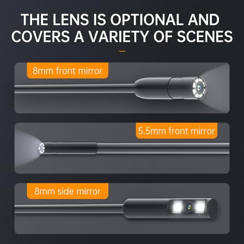 OUKENS Dual‑Lens Borescope Inspection Camera, 4.3 Inch IPS Split‑Screen Industrial Endoscope, IP67 Waterproof Snake Camera, 8+1 Adjustable LED Lights, 2600mAh Battery for Automotive HVAC Plumbing