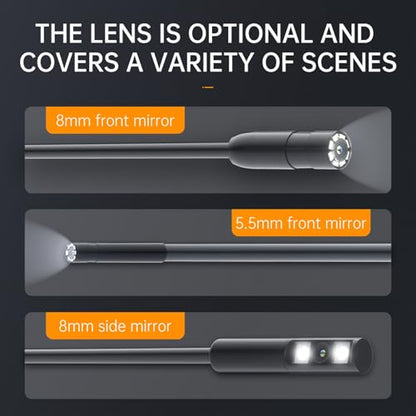 OUKENS Dual‑Lens Borescope Inspection Camera, 4.3 Inch IPS Split‑Screen Industrial Endoscope, IP67 Waterproof Snake Camera, 8+1 Adjustable LED Lights, 2600mAh Battery for Automotive HVAC Plumbing