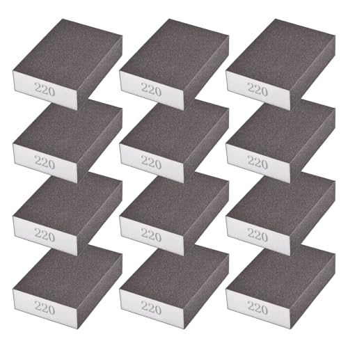 12Pcs 220 Grit Sanding Sponges, Wet Dry Sanding Blocks - size: 220Grit