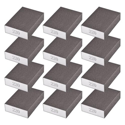 12Pcs 220 Grit Sanding Sponges, Wet Dry Sanding Blocks - size: 220Grit