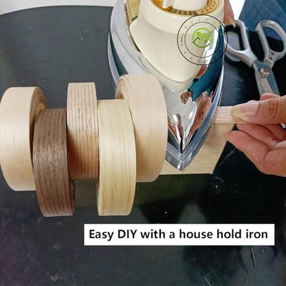 Real Red Oak Wood Veneer Edge Banding Tape,1''×13' Preglued Iron On Edging Band Roll with Self Hot Melt Adhesive,Prefinished Flexible Edgebanding Strip for Laminate Furniture Cabinet Repair - style: Red Oak