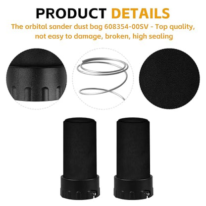 2Pcs 608354-00SV Dust Bag for DeWalt Orbital Sander D26451 D26453 DW421